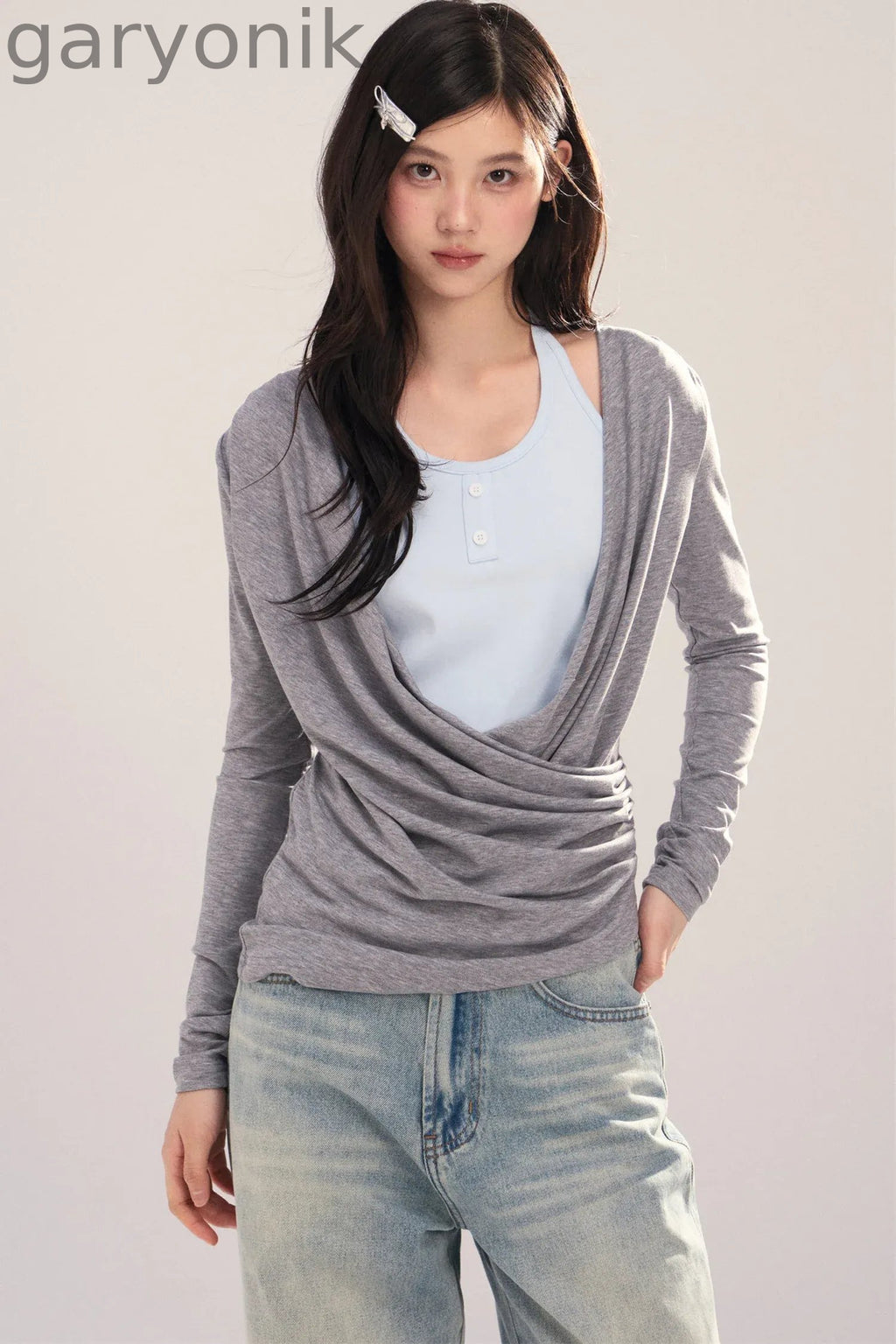 Layered-Look Long-Sleeve Top