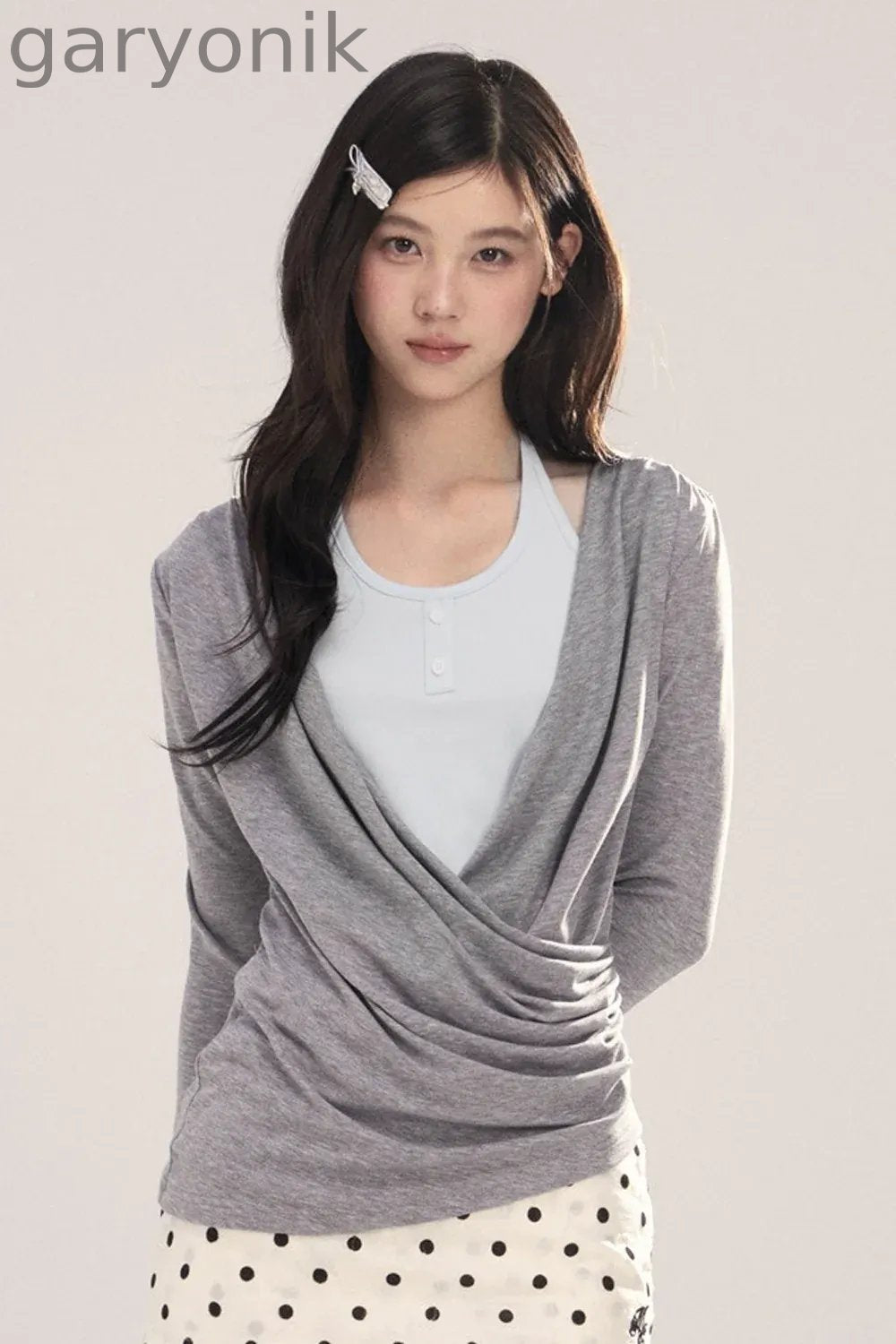 Layered-Look Long-Sleeve Top