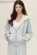 Relaxed Fit Hooded Jacket Wide-Leg Sweatpants Set-Up