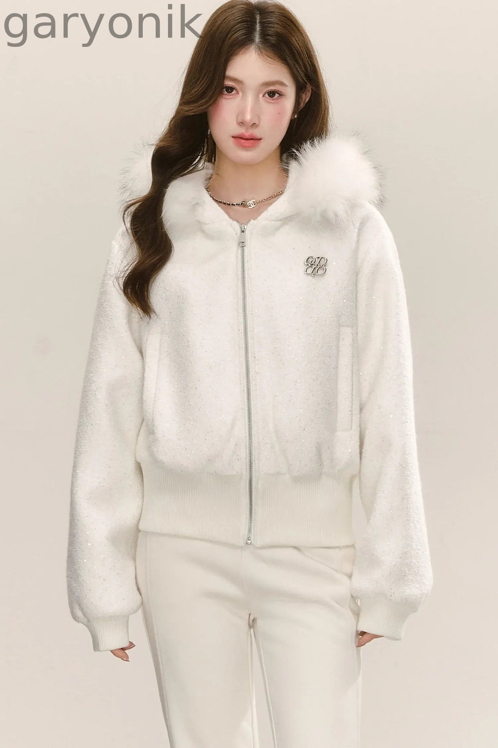 White Zip Hooded Jacket