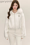 White Zip Hooded Jacket