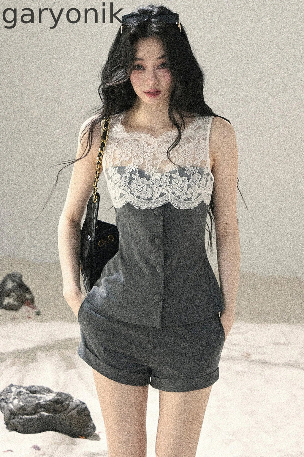 French Lace Top and Shorts Two-Piece Set-Up
