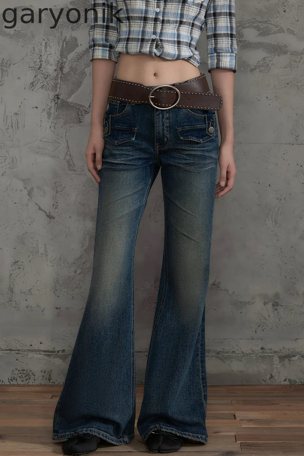 Retro Distressed Flared Pants