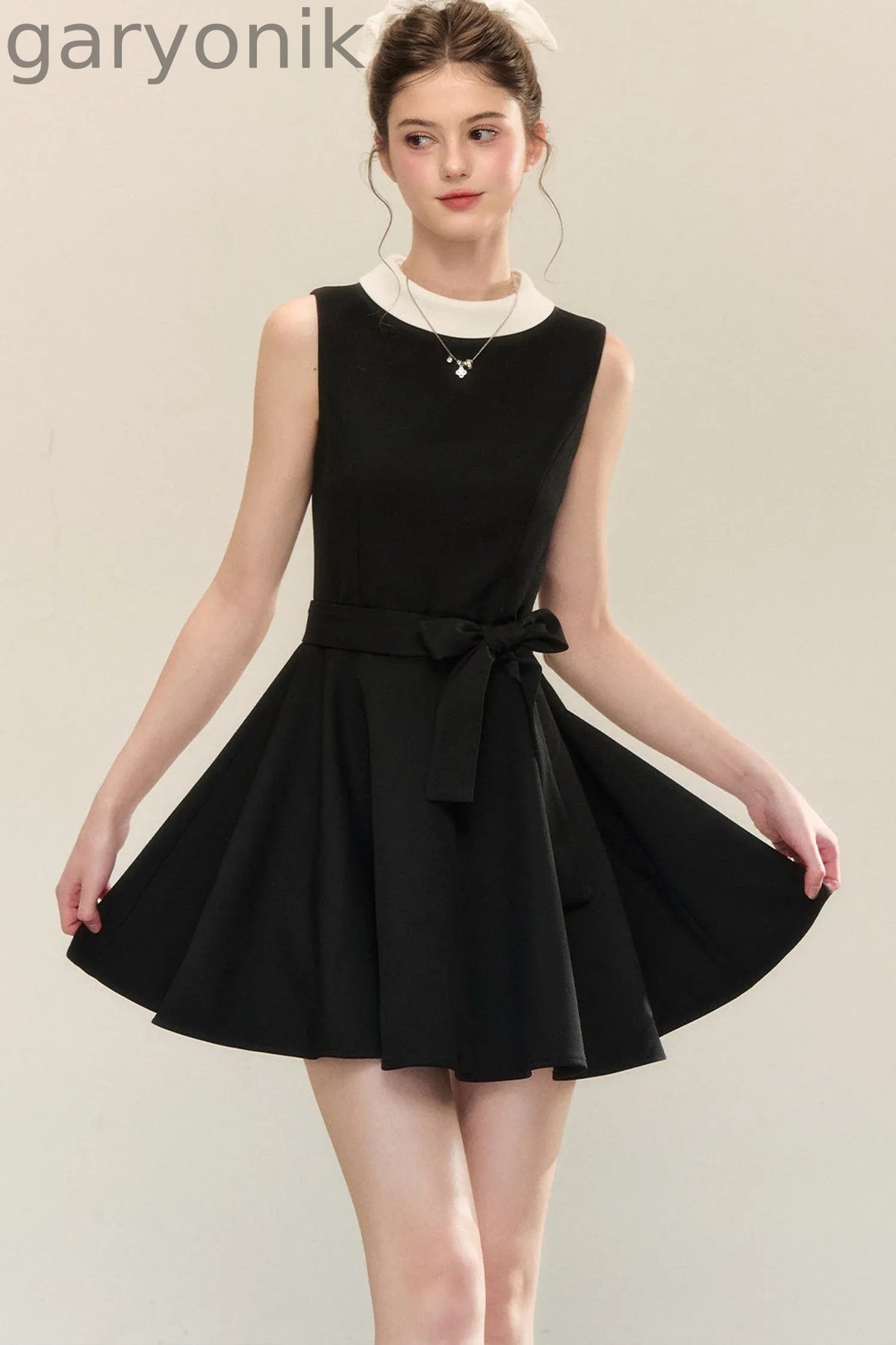 Hepburn Style Tie Waist Dress