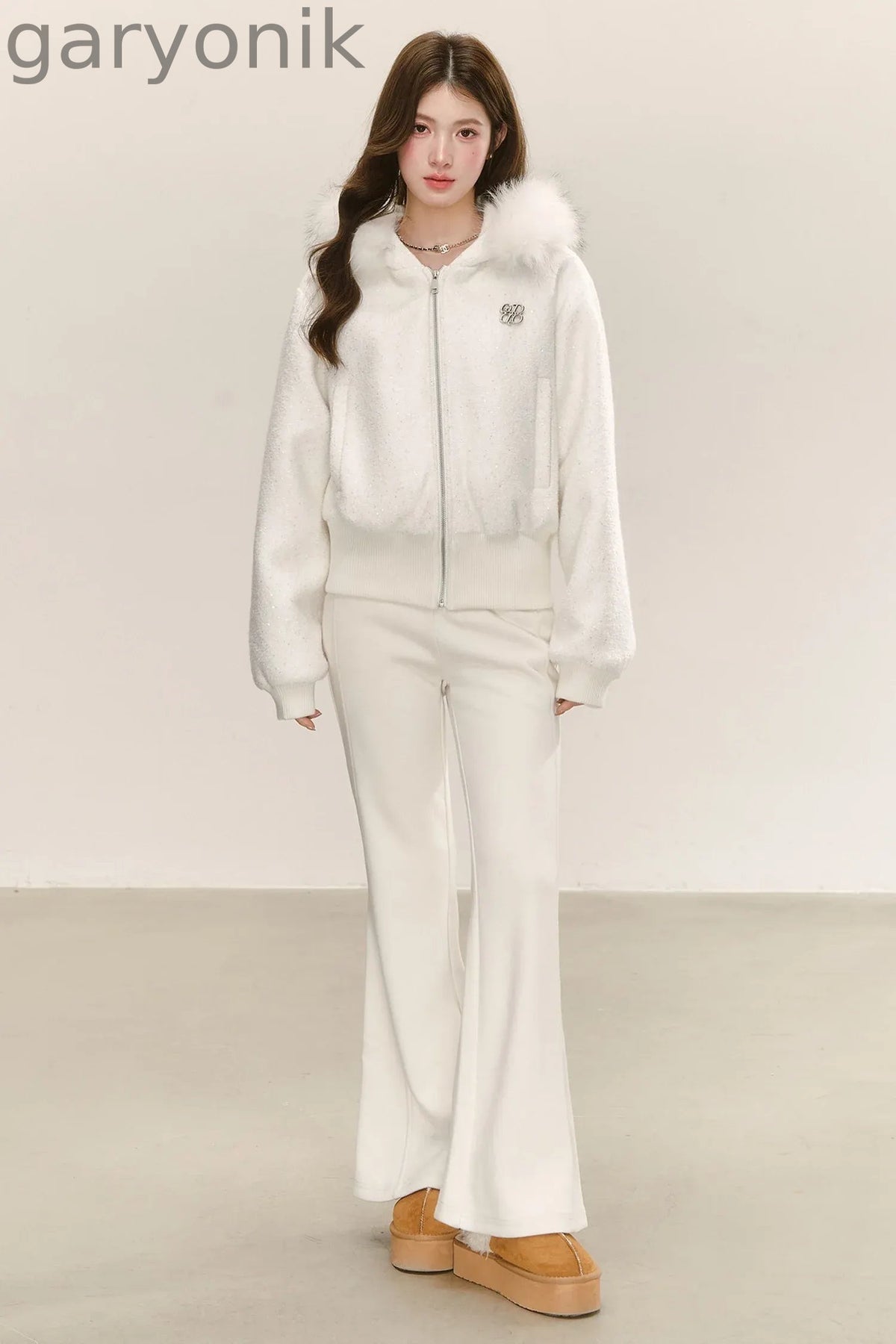 White Zip Hooded Jacket