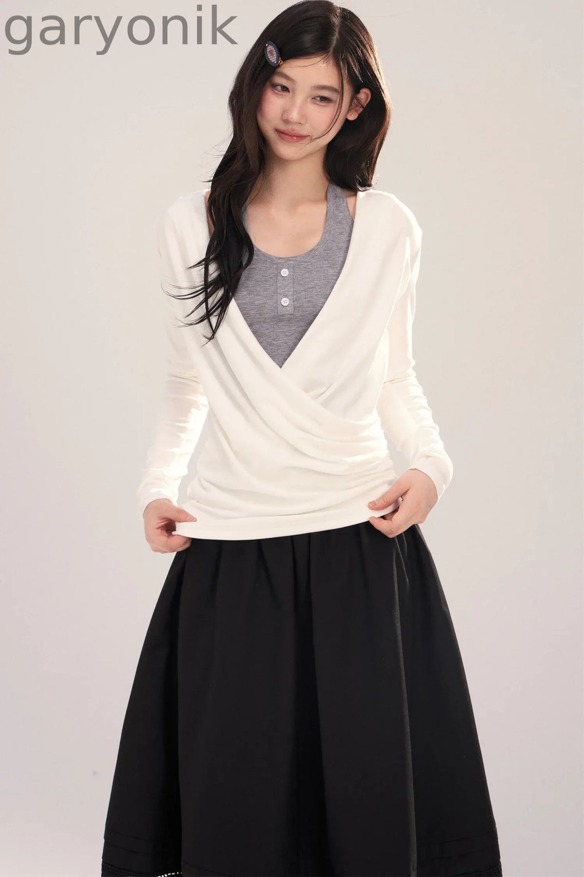 Layered-Look Long-Sleeve Top