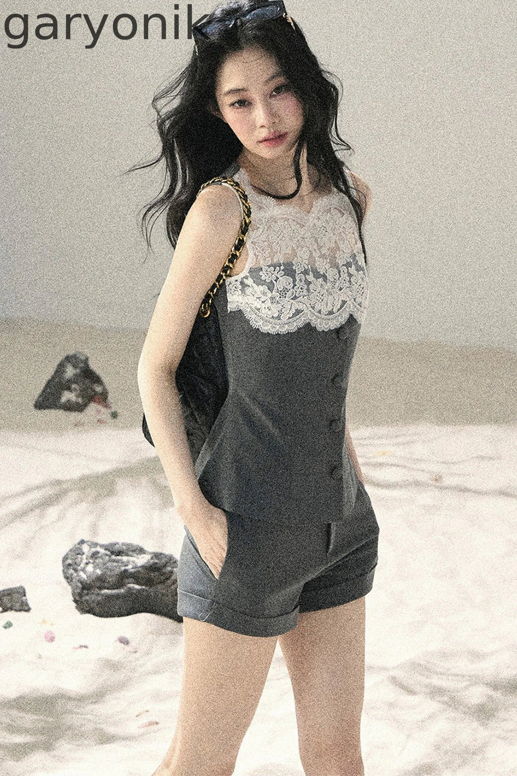 French Lace Top and Shorts Two-Piece Set-Up