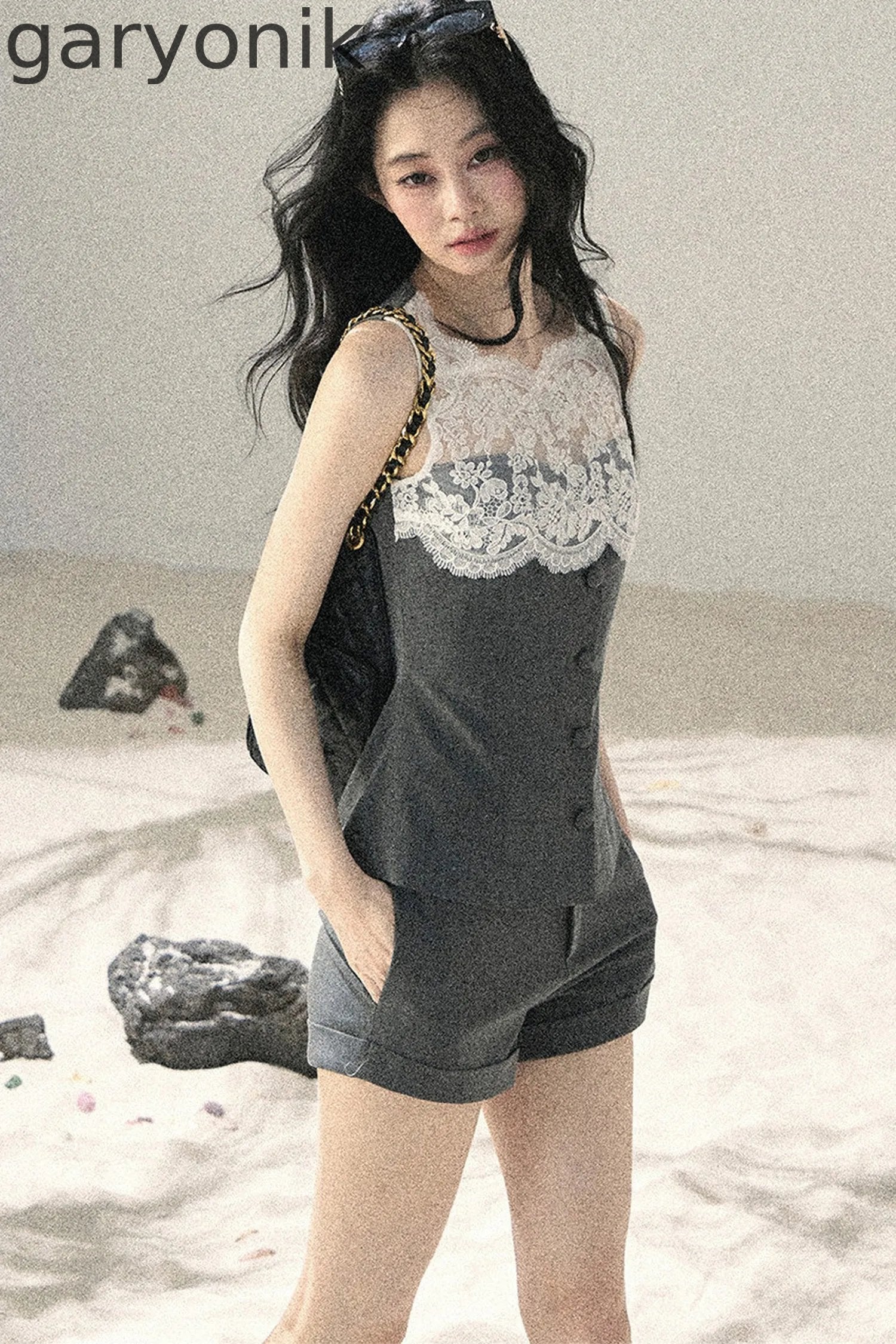 French Lace Top and Shorts Two-Piece Set-Up
