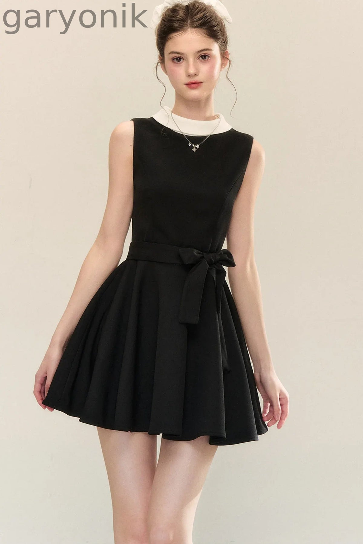 Hepburn Style Tie Waist Dress