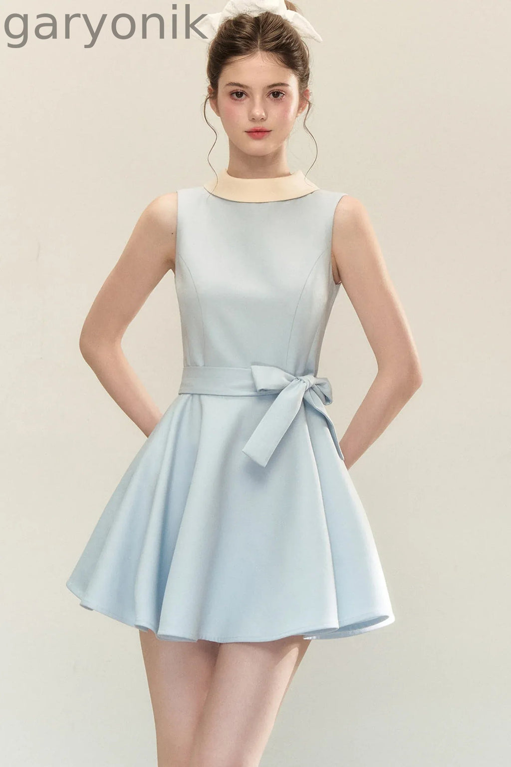 Hepburn Style Tie Waist Dress