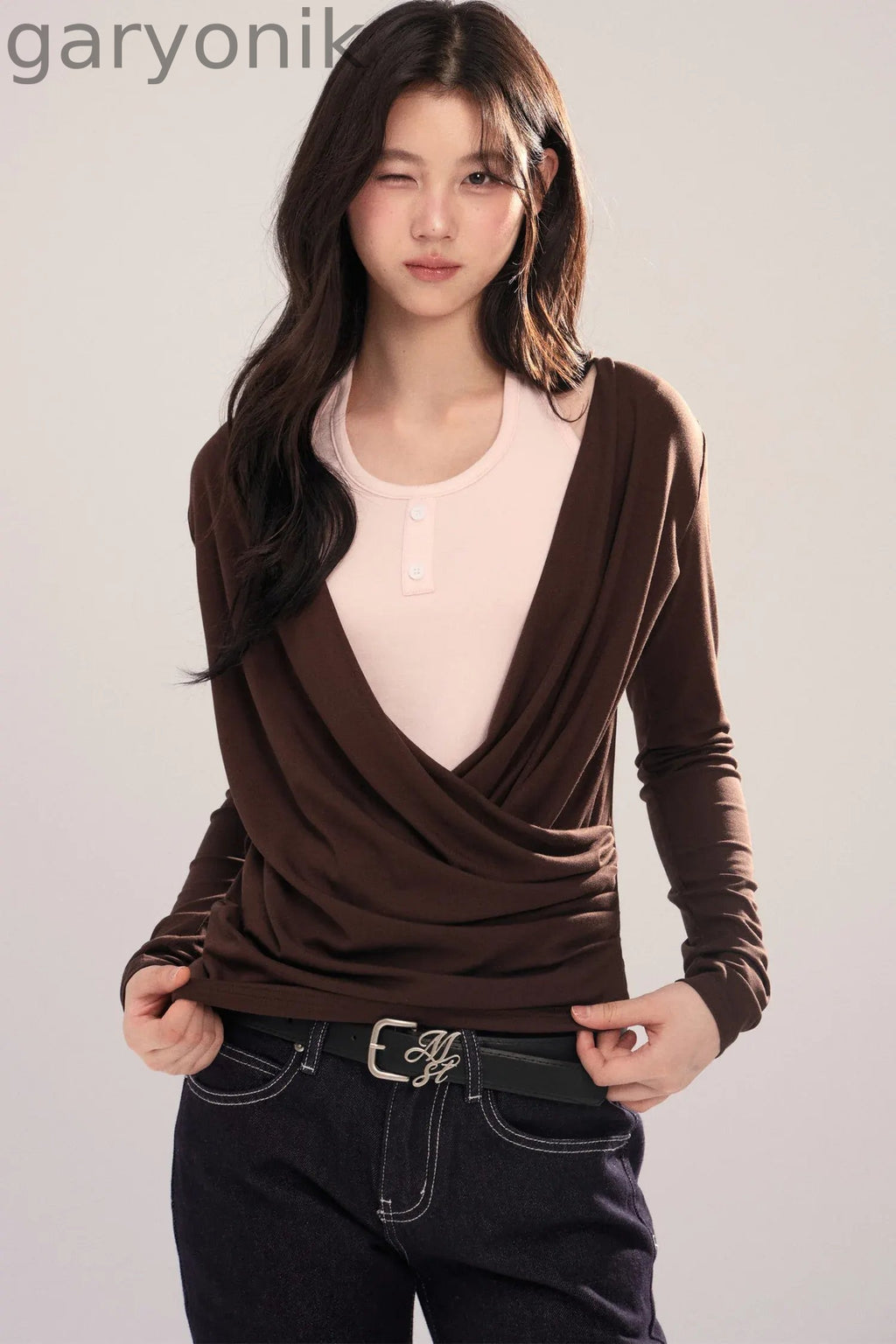 Layered-Look Long-Sleeve Top