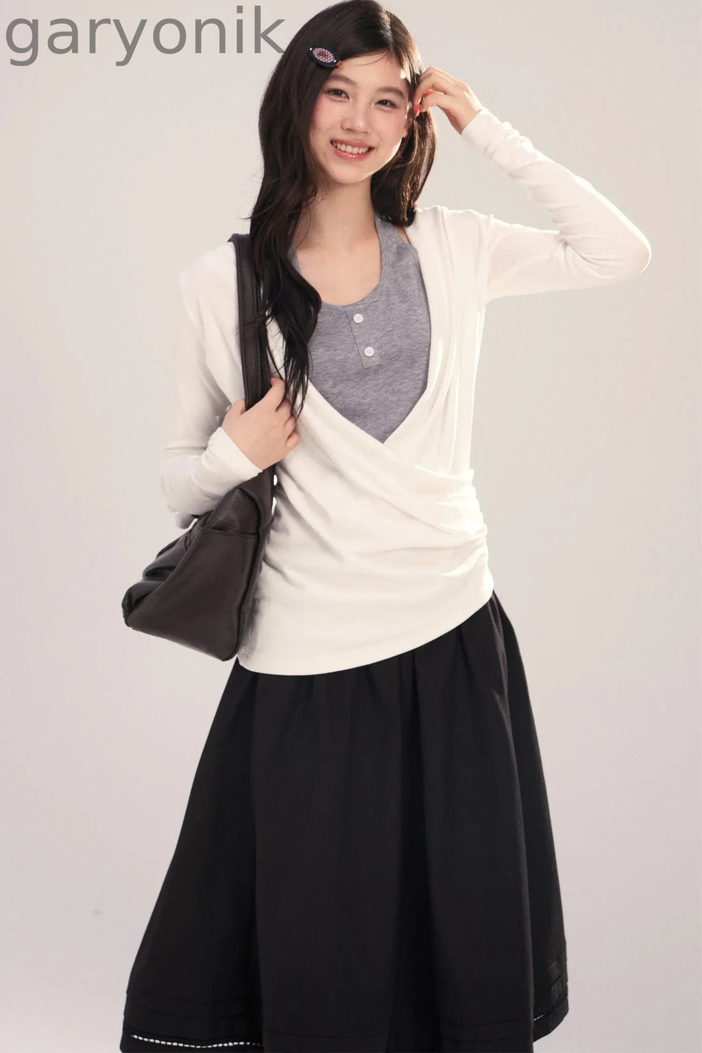 Layered-Look Long-Sleeve Top