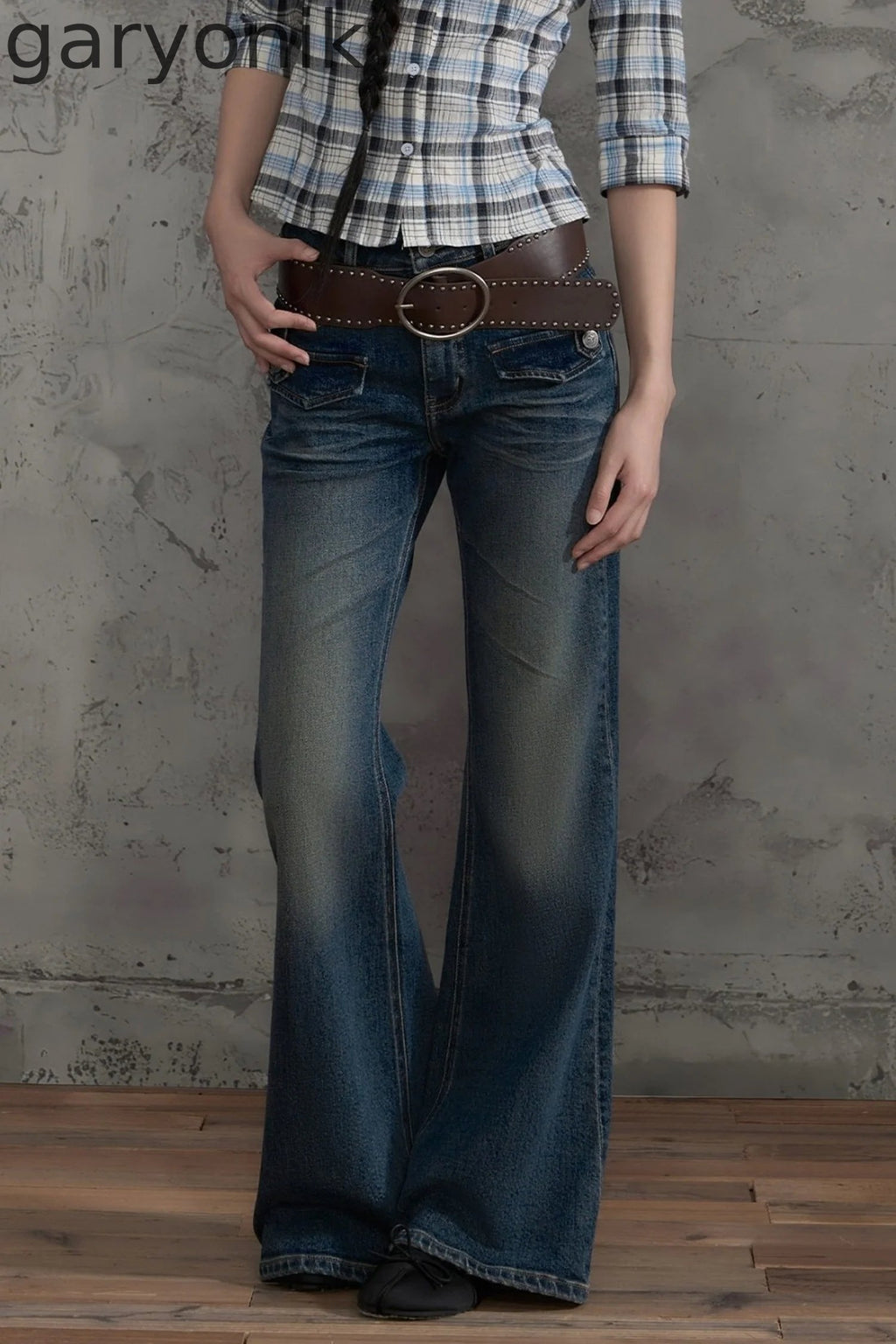 Retro Distressed Flared Pants