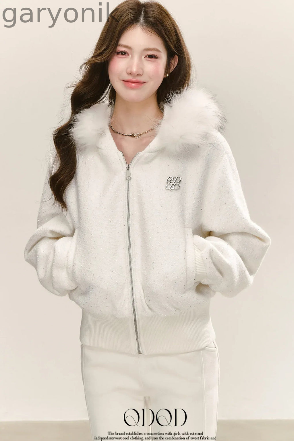 White Zip Hooded Jacket