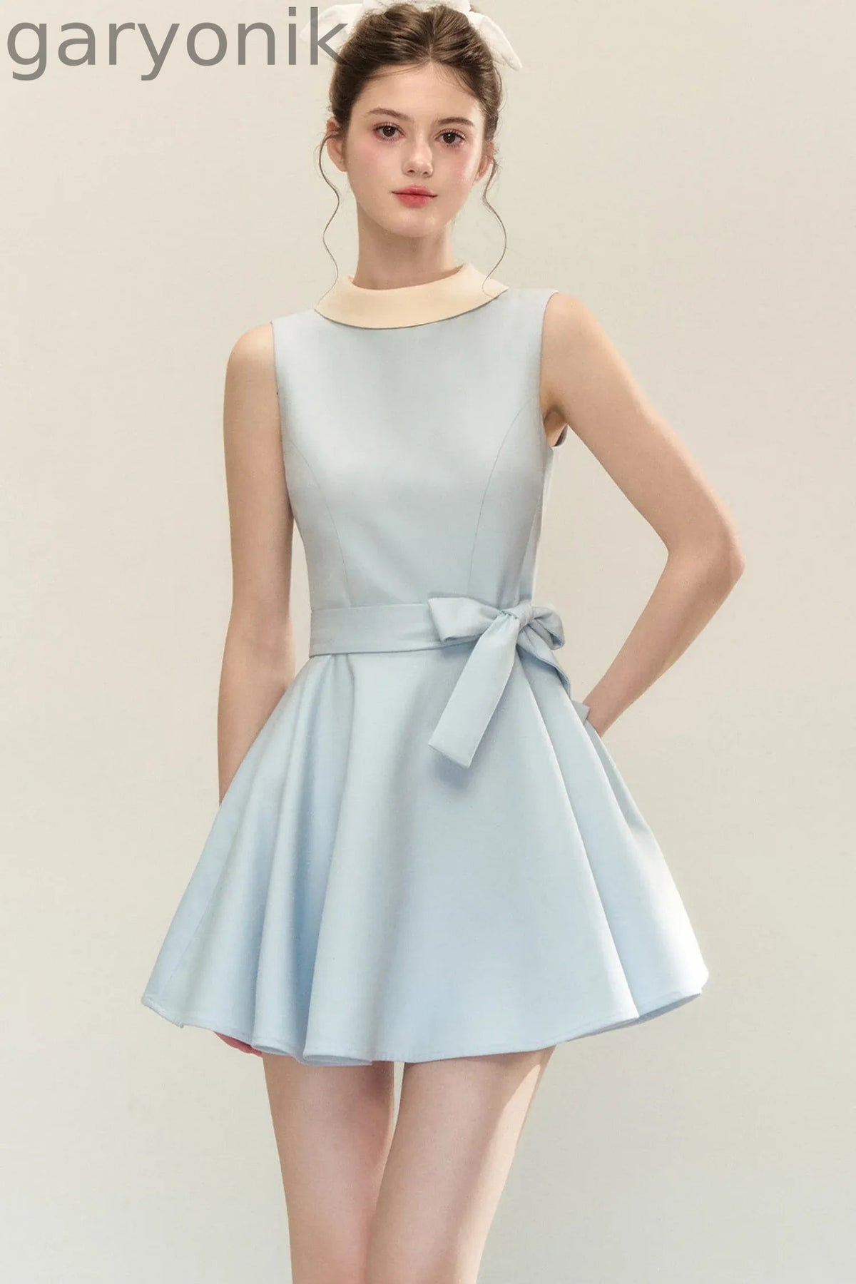 Hepburn Style Tie Waist Dress