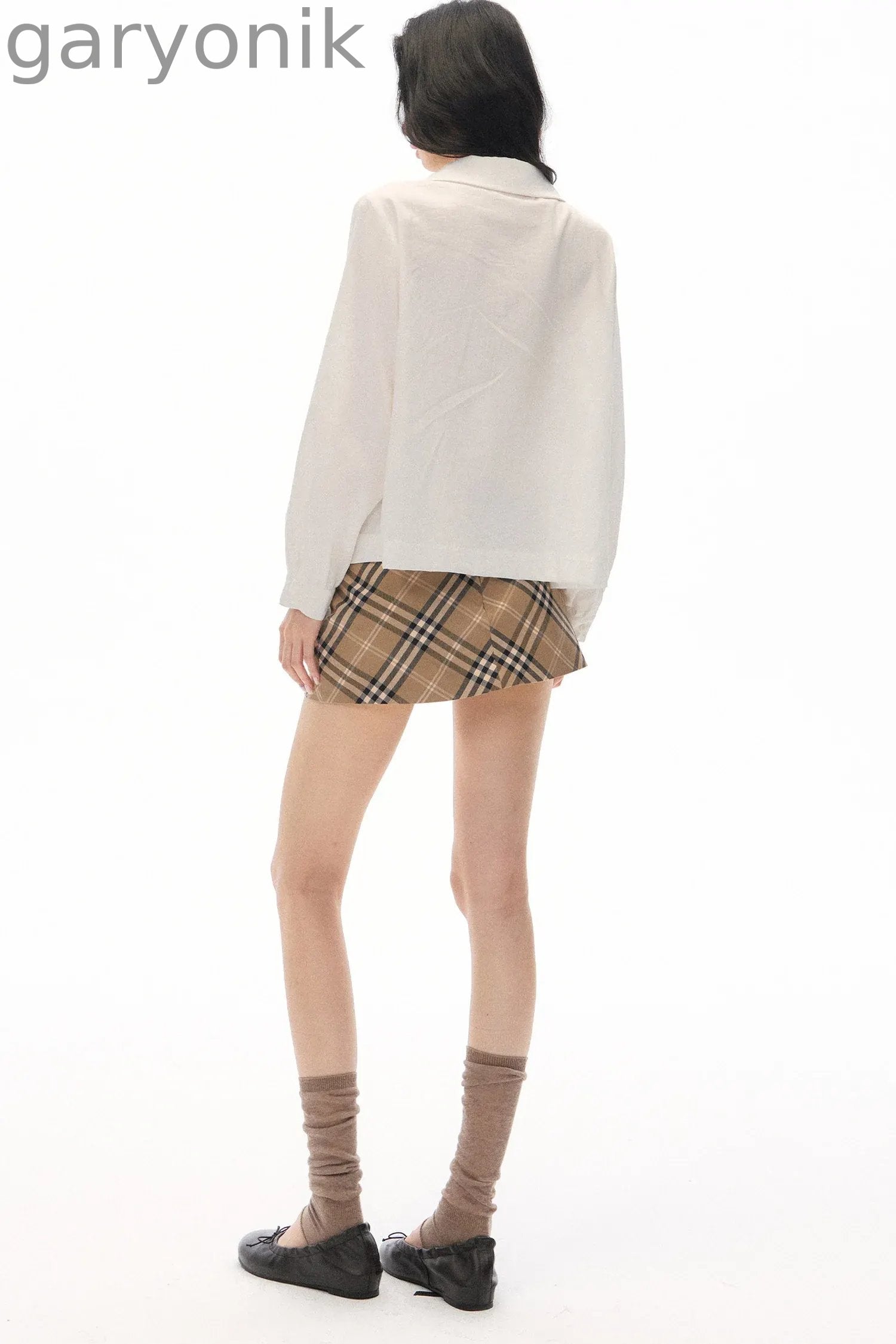 Long Sleeve White Shirt Skirt Set-Up