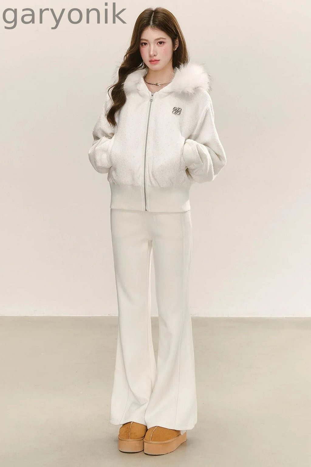 White Zip Hooded Jacket