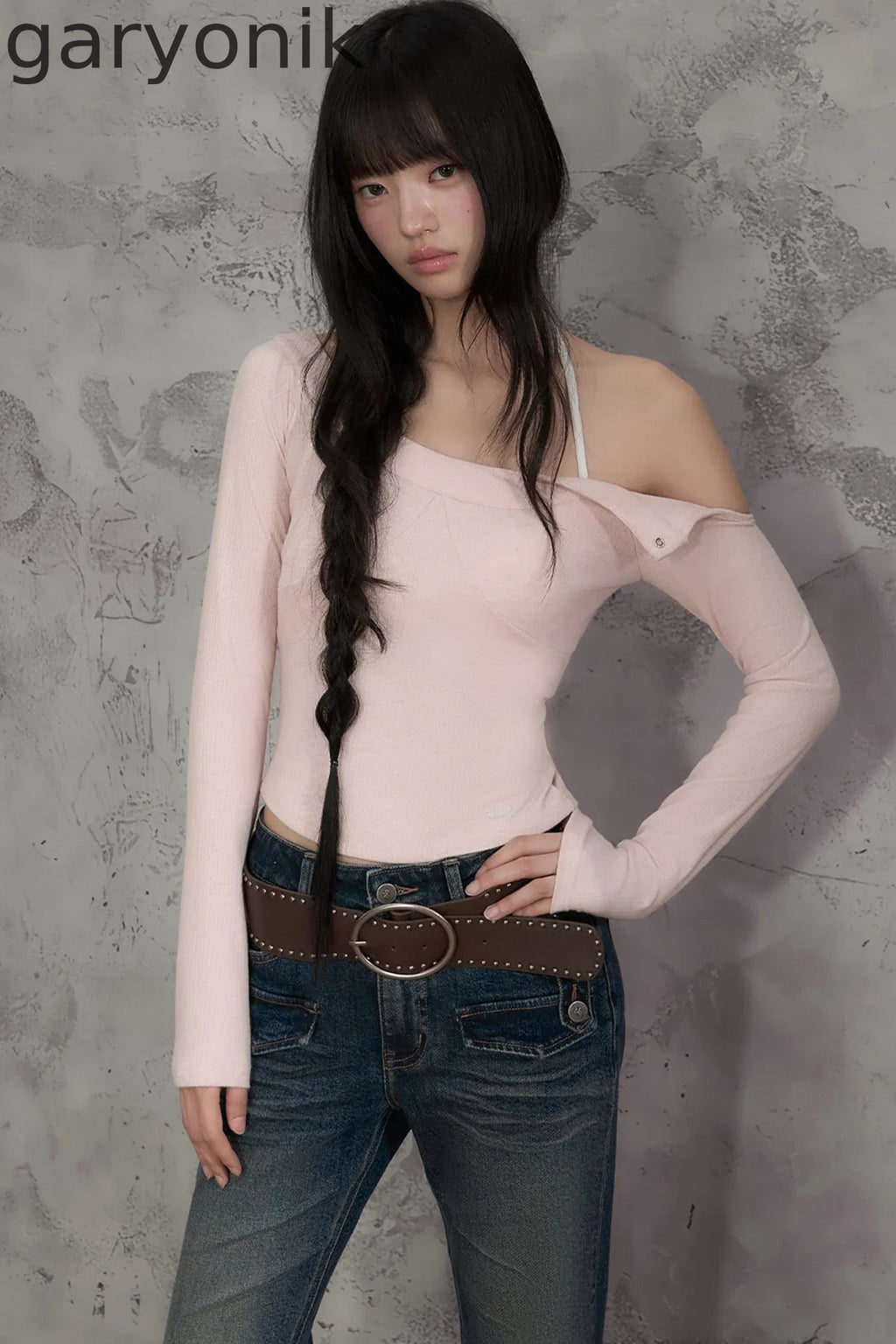 Off-Shoulder Long-Sleeve Top and Pants Set-Up