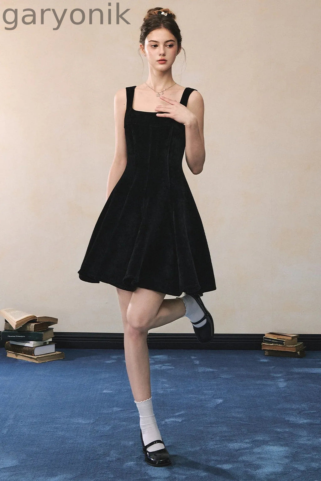Black Suspender Dress With Jacket Set-Up
