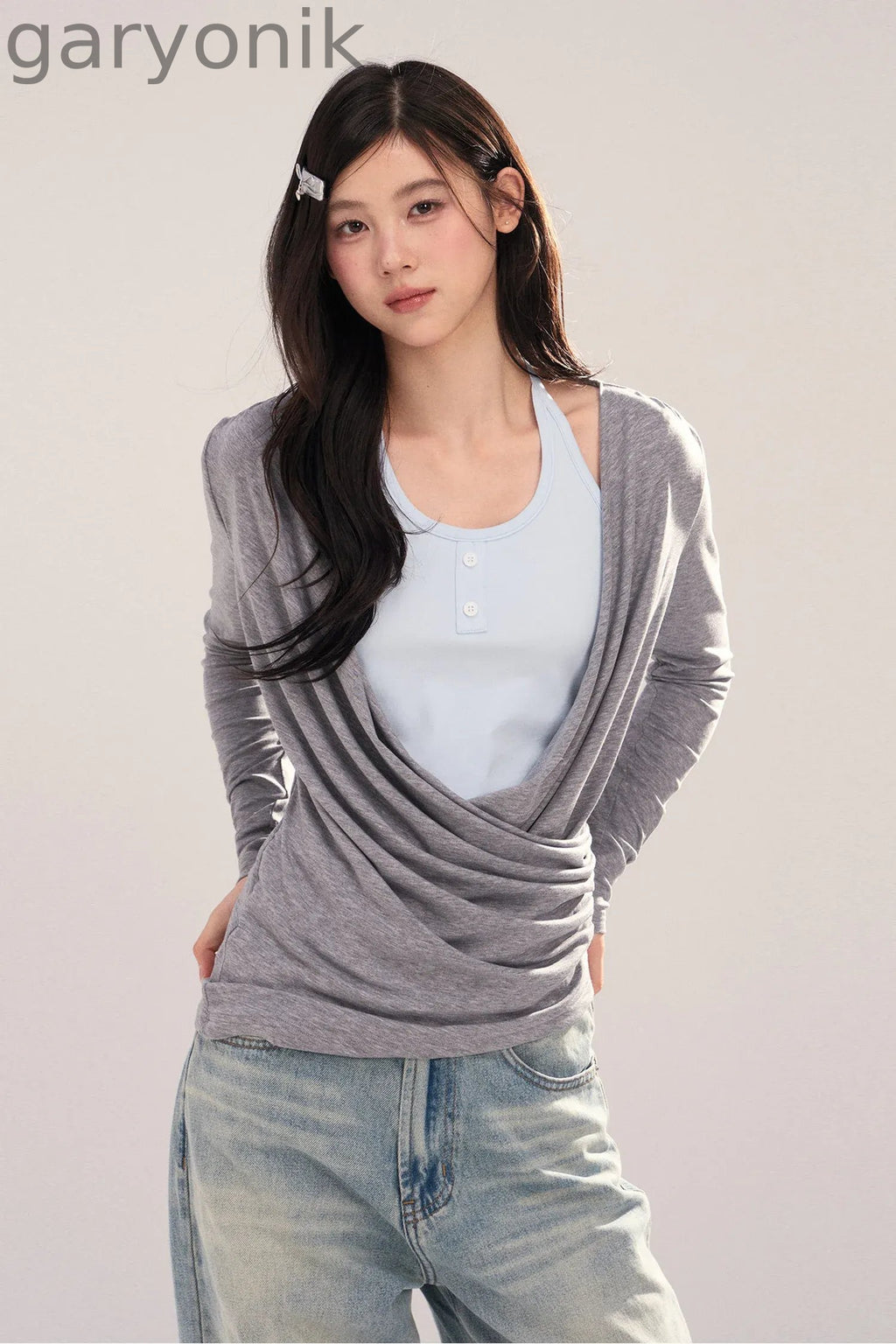 Layered-Look Long-Sleeve Top