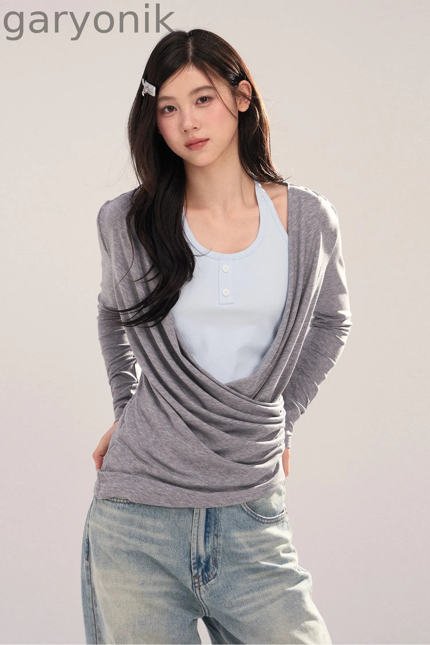 Layered-Look Long-Sleeve Top