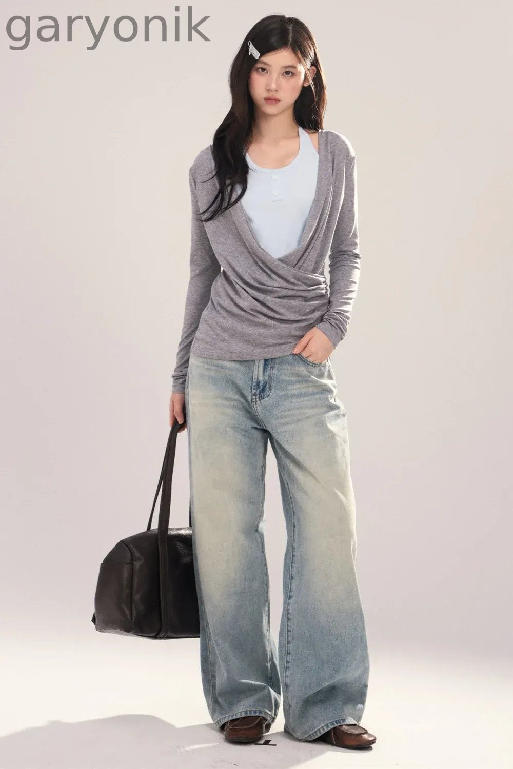 Layered-Look Long-Sleeve Top