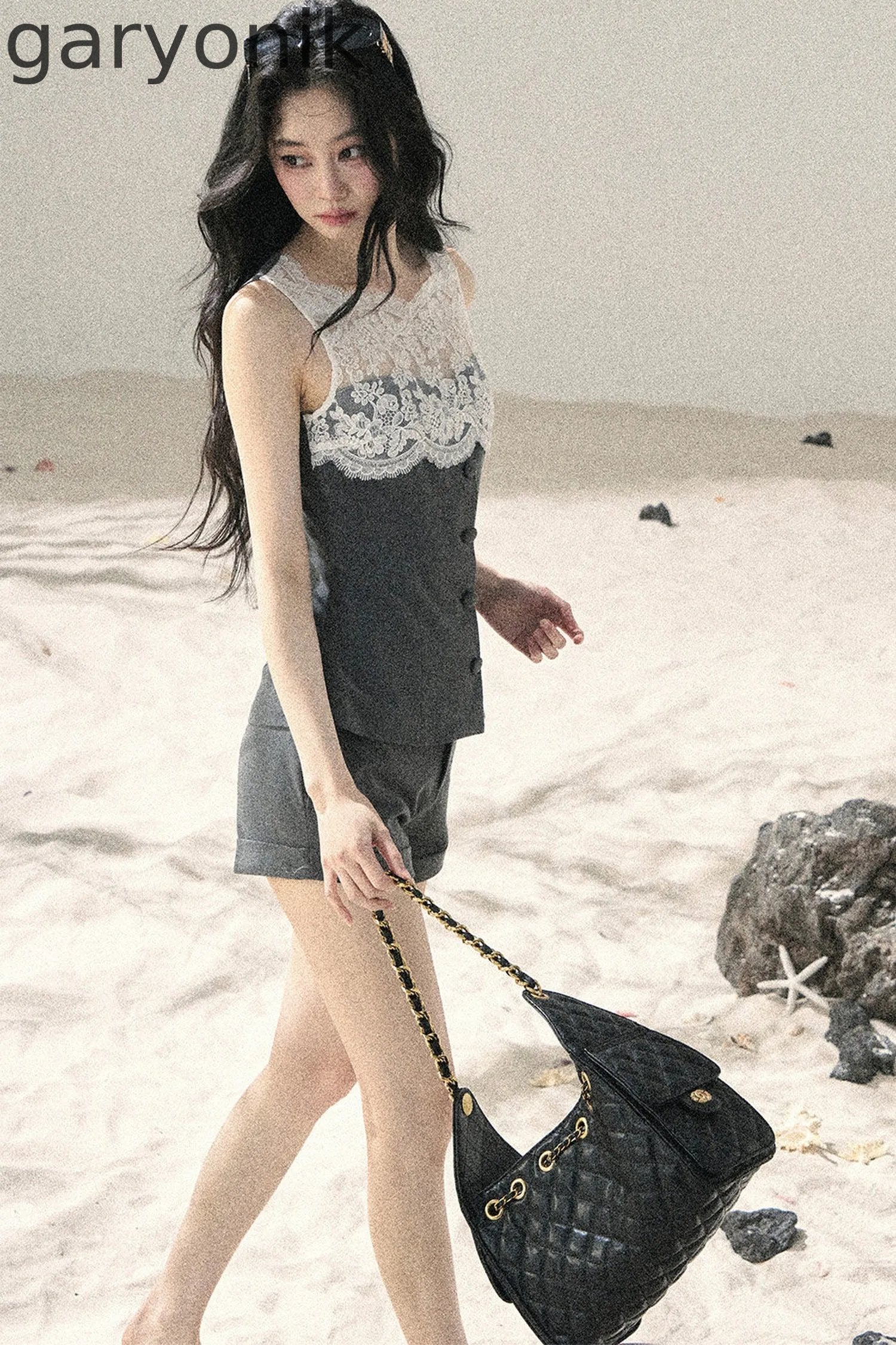 French Lace Top and Shorts Two-Piece Set-Up