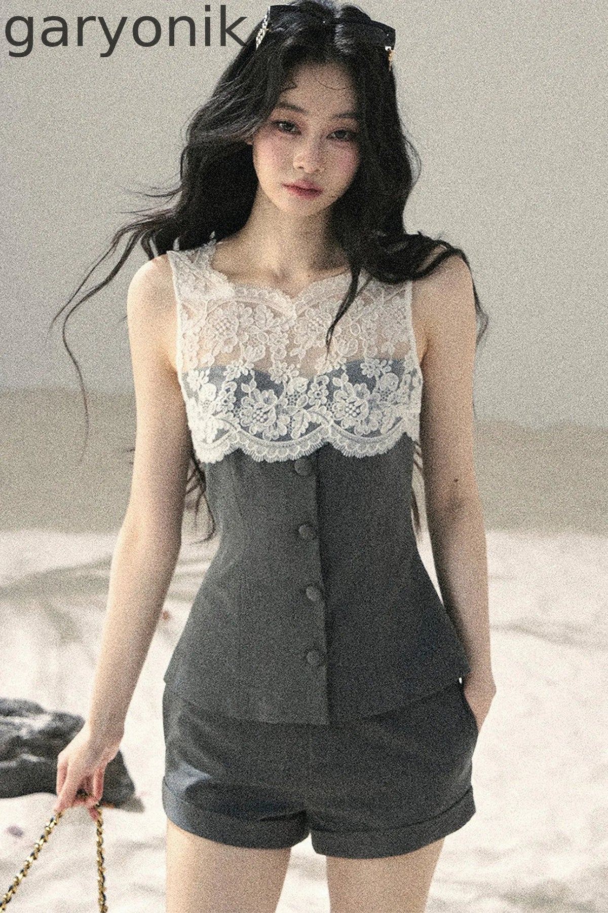 French Lace Top and Shorts Two-Piece Set-Up