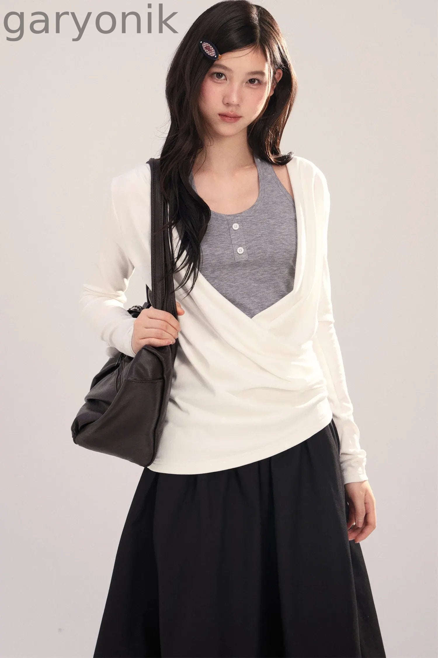 Layered-Look Long-Sleeve Top
