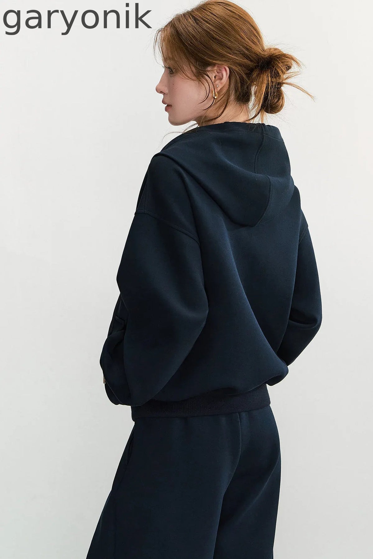 Embroidered Hooded Cardigan Sweatshirt and Wide-Leg Pants Set-Up